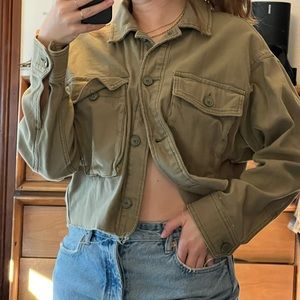 Abercrombie crop military style shacket